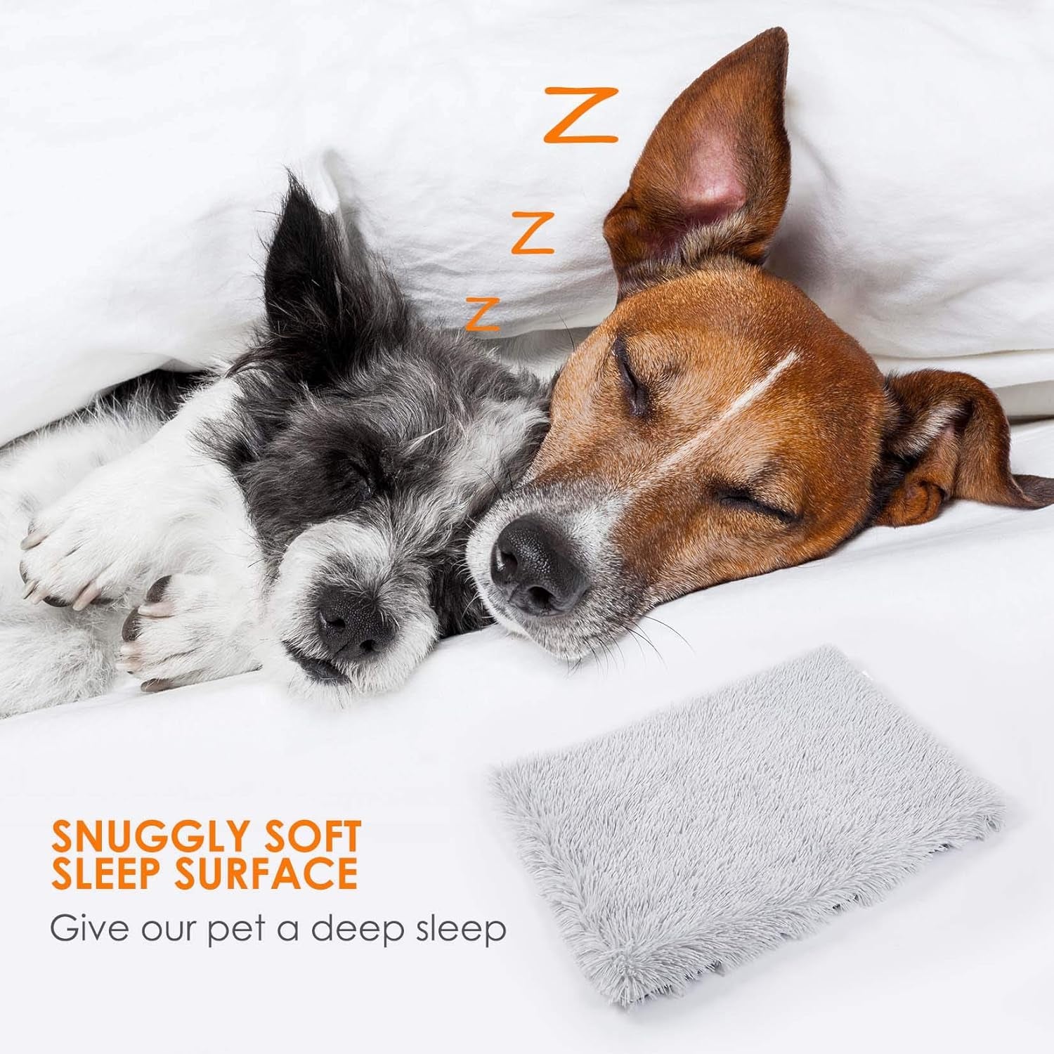 X-Large Dog Bed Fluffy Cat Bed Crate Pad Self-Warming Pet Beds Ultra Soft Plush Dog Mat for Crate Cage anti Slip Pet Cushion Machine Washable (Grey,39.54" X 27.5")