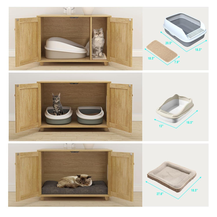 Cat Litter Box Enclosure, Rattan Litter Box Hidden Furniture Indoor Cat House...