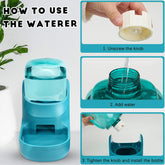 Automatic Gravity Pet Feeder and Water Dispenser Set for Small to Large Dogs and Cats - High Capacity (Blue)