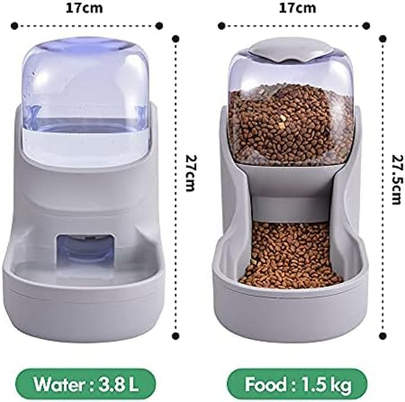 Automatic Gravity Pet Feeder and Water Dispenser Set for Dogs and Cats - Large Capacity for Small to Medium Breeds