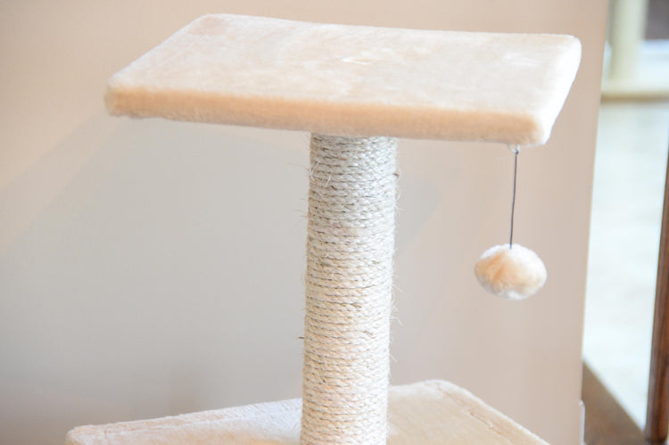 52-In Cat Tree & Condo Scratching Post Tower, Beige