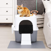Fully Enclosed Splash-Proof Top Entry Litter Box for Small Cats under 8 IB, Easy to Assemble and Install (Grey, Small)
