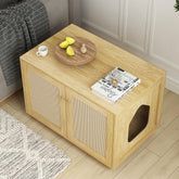 Cat Litter Box Enclosure, Rattan Litter Box Hidden Furniture Indoor Cat House...