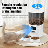 Threes Tree Automatic Cat Feeder with Camera for 2 Pets, Camera 5L Cat Feeder with 2 Stainless Steel Bowls, Remote APP Control
