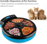 Automatic Pet Feeder for Cats and Dogs, 5-Meal Food Dispenser with Dry and Wet Food Capability by Caninestar (Blue)