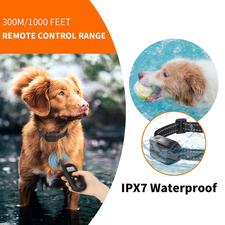 Shock Collar with Remote 1000Ft, 4 Modes Beep Vibration Shock Dog Training Collar,Ipx7 Waterproof Dog Bark Collar for Training Small Medium Large Dogs