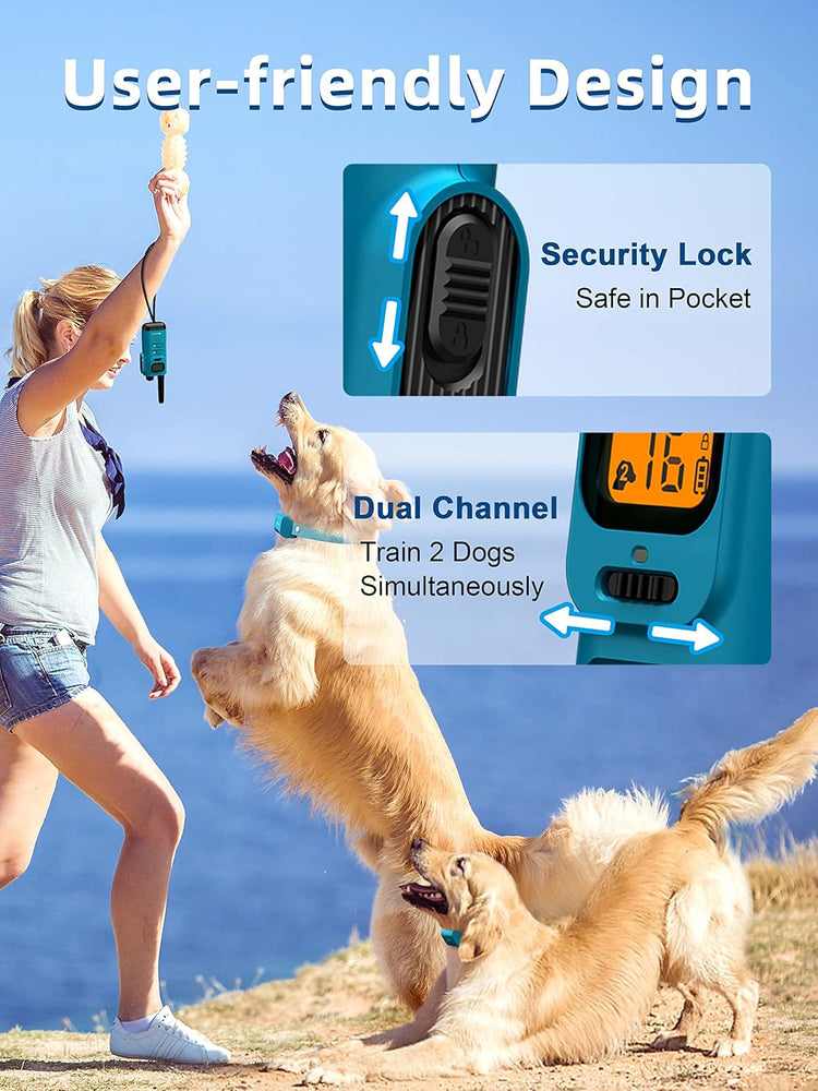 Remote Dog Training Collar - 4000ft Waterproof Shock Collar for Two Dogs, Rechargeable E-Collar with Beep, Vibration, and Humane Shock Modes (1-16) for Large, Medium, and Small Breeds