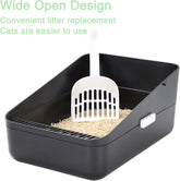 Open Litter Box, High Side Sifting, Secure and Odor Control, Removable, Easy to Clean for Cats up to 8 Pounds (Black Small)