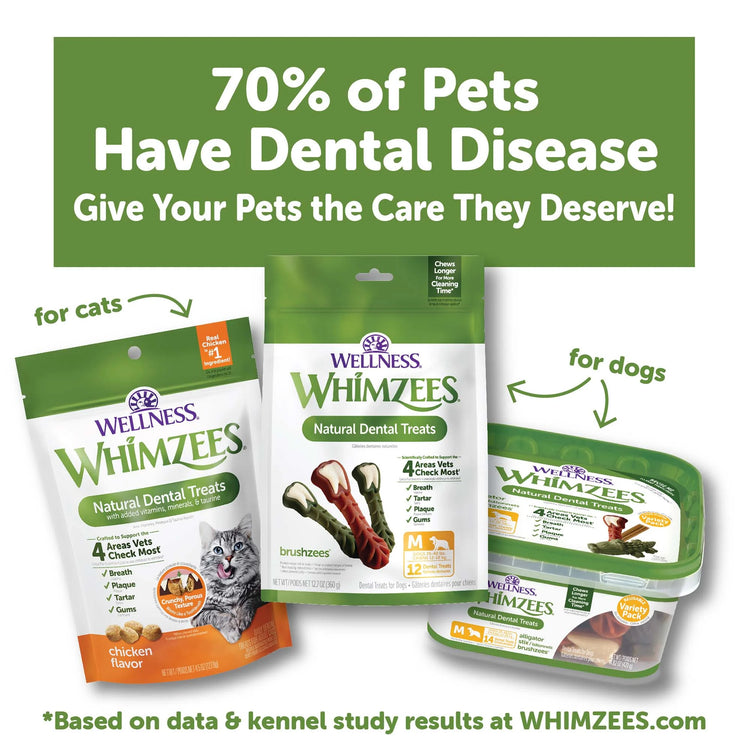 Wellness  Daily Brushzees Dog Dental Treats, Natural Chews, Small Size Stick, (14 Count)