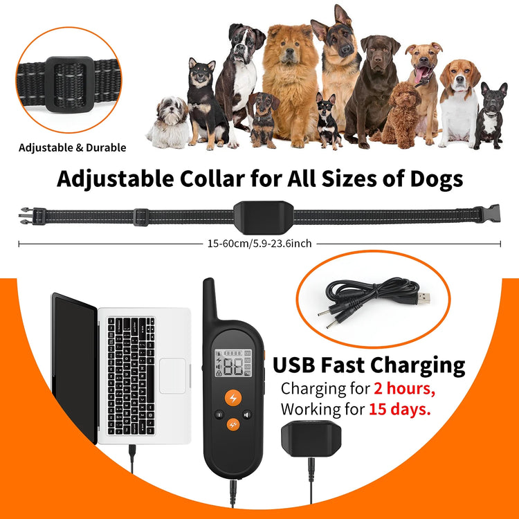 Shock Collar with Remote 1000Ft, 4 Modes Beep Vibration Shock Dog Training Collar,Ipx7 Waterproof Dog Bark Collar for Training Small Medium Large Dogs