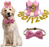 Cat Dog Birthday Crown Hat and Bow Tie Collar Set Pet Girl Birthday Party Supplies (Pink)