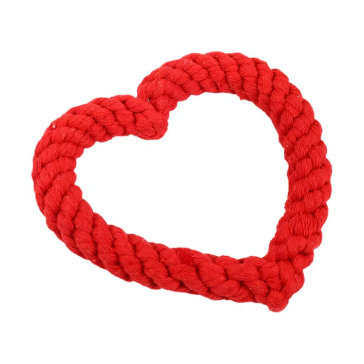 Small Cotton Rope Dog Chew Toy Creative Heart Shaped Pet Chew Toy Bite-Resistant Fun Cat Training Teething Toy Pet Supplies