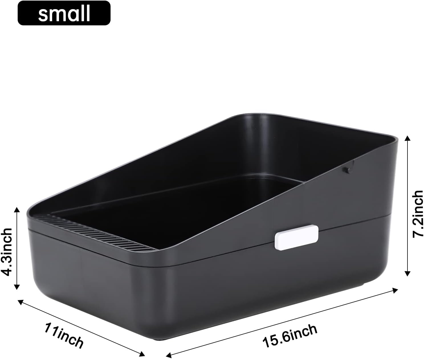 Open Litter Box, High Side Sifting, Secure and Odor Control, Removable, Easy to Clean for Cats up to 8 Pounds (Black Small)