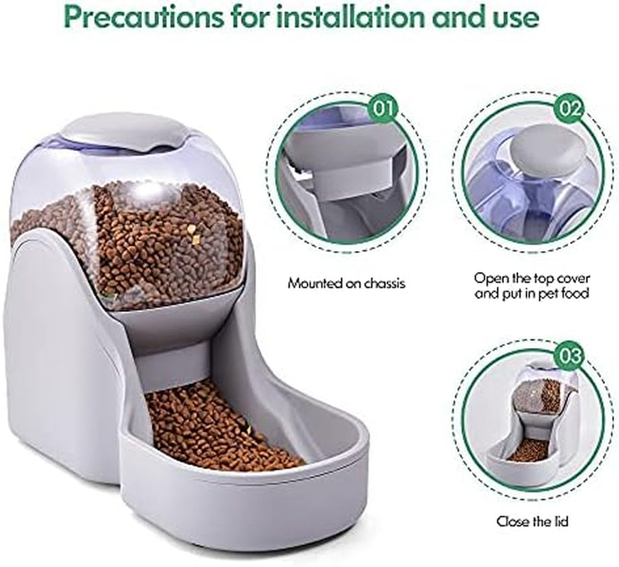 Automatic Gravity Pet Feeder and Water Dispenser Set for Dogs and Cats - Large Capacity for Small to Medium Breeds
