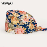 Flower Printing Pet Grooming Scrubs Hats Tooth Check Scrubs Women Caps Health Service Work Caps Operator Hats Nursing Cap