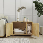 Cat Litter Box Enclosure, Rattan Litter Box Hidden Furniture Indoor Cat House...