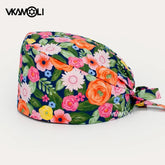 Flower Printing Pet Grooming Scrubs Hats Tooth Check Scrubs Women Caps Health Service Work Caps Operator Hats Nursing Cap