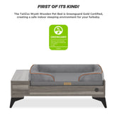 Wyatt Wooden Pet Bed with Mattress | Small to Medium Pet Bed with Mattress | Elevated Pet Bed | Wooden Pet Bed with Storage | Greenguard Gold Certified Wooden Pet Bed