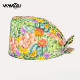 Flower Printing Pet Grooming Scrubs Hats Tooth Check Scrubs Women Caps Health Service Work Caps Operator Hats Nursing Cap