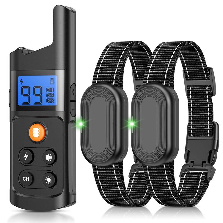 Dog Shock Collar for 2 Dogs, Dog Training Collar with Remote for Large Medium Small Dogs, Rechargeable E-Collar Waterproof Collars with 3 Training Modes