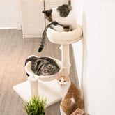 28.7 Inches Cat Tree with Sisal-Covered Scratching Posts,Hammock and Plush Perches,Small Cat Tower for Kittens- Multiple Colors-Beige