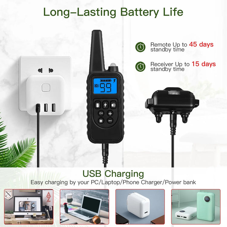 Dog Training Collars, Dog Shock Collar with Remote 2600 Feet, 3 Modes Beep Vibration Shock, IPX7 Waterproof, LED Light, USB Charging, Dog Bark Collar for Training Small Medium Large Dogs