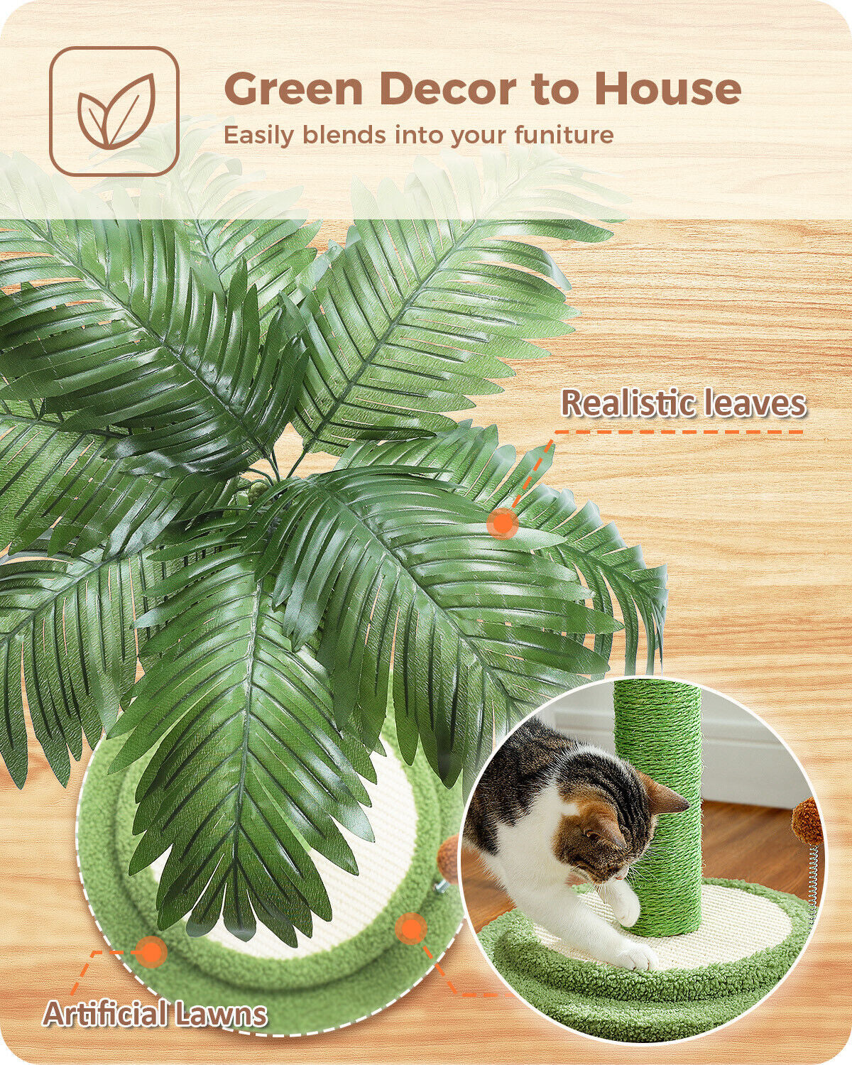 PAWZ Road 33" Cat Tree Tower Scratching Post Sisal Covered Scratcher Cats Toys