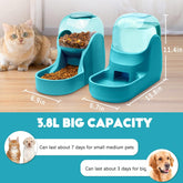 Automatic Gravity Pet Feeder and Water Dispenser Set for Small to Large Dogs and Cats - High Capacity (Blue)