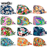 Flower Printing Pet Grooming Scrubs Hats Tooth Check Scrubs Women Caps Health Service Work Caps Operator Hats Nursing Cap
