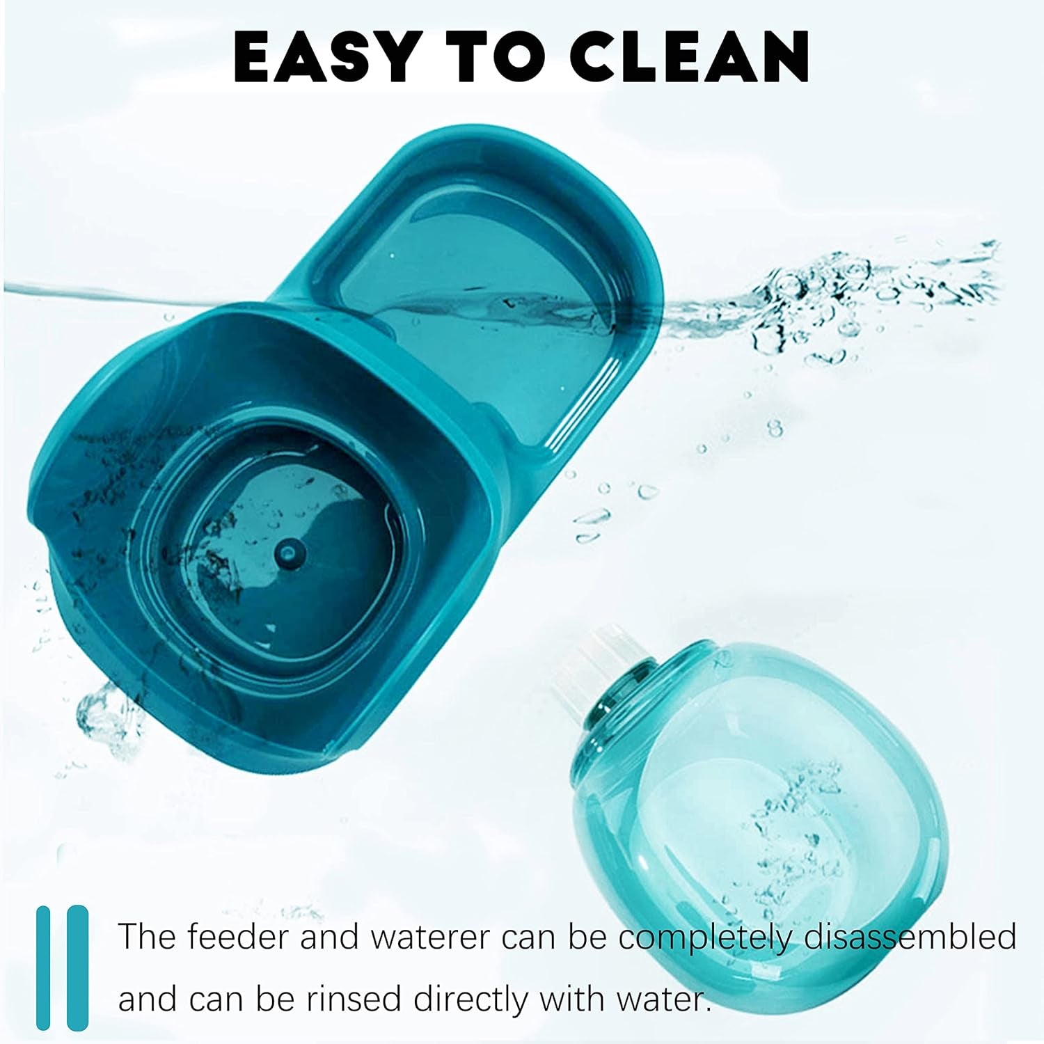 Automatic Gravity Pet Feeder and Water Dispenser Set for Small to Large Dogs and Cats - High Capacity (Blue)