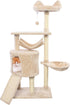52 Inches Cat Tree with Hammock and Sisal-Covered Post,Cat Acitivity Center Beige Pet Funiture with Dangling Ball for Kittens