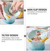 Non-Slip Ceramic Cat Bowl - Elevated Feeding Dish for Food and Water, Fish Shape Design