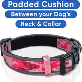 Soft Adjustable Reflective Padded Pet Dog Collar Camouflage Pink Camo Medium / Large 3/4 Inch