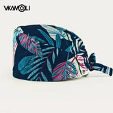 Flower Printing Pet Grooming Scrubs Hats Tooth Check Scrubs Women Caps Health Service Work Caps Operator Hats Nursing Cap