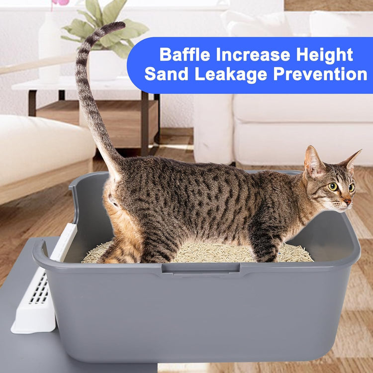 Fully Enclosed Splash-Proof Top Entry Litter Box for Small Cats under 8 IB, Easy to Assemble and Install (Grey, Small)