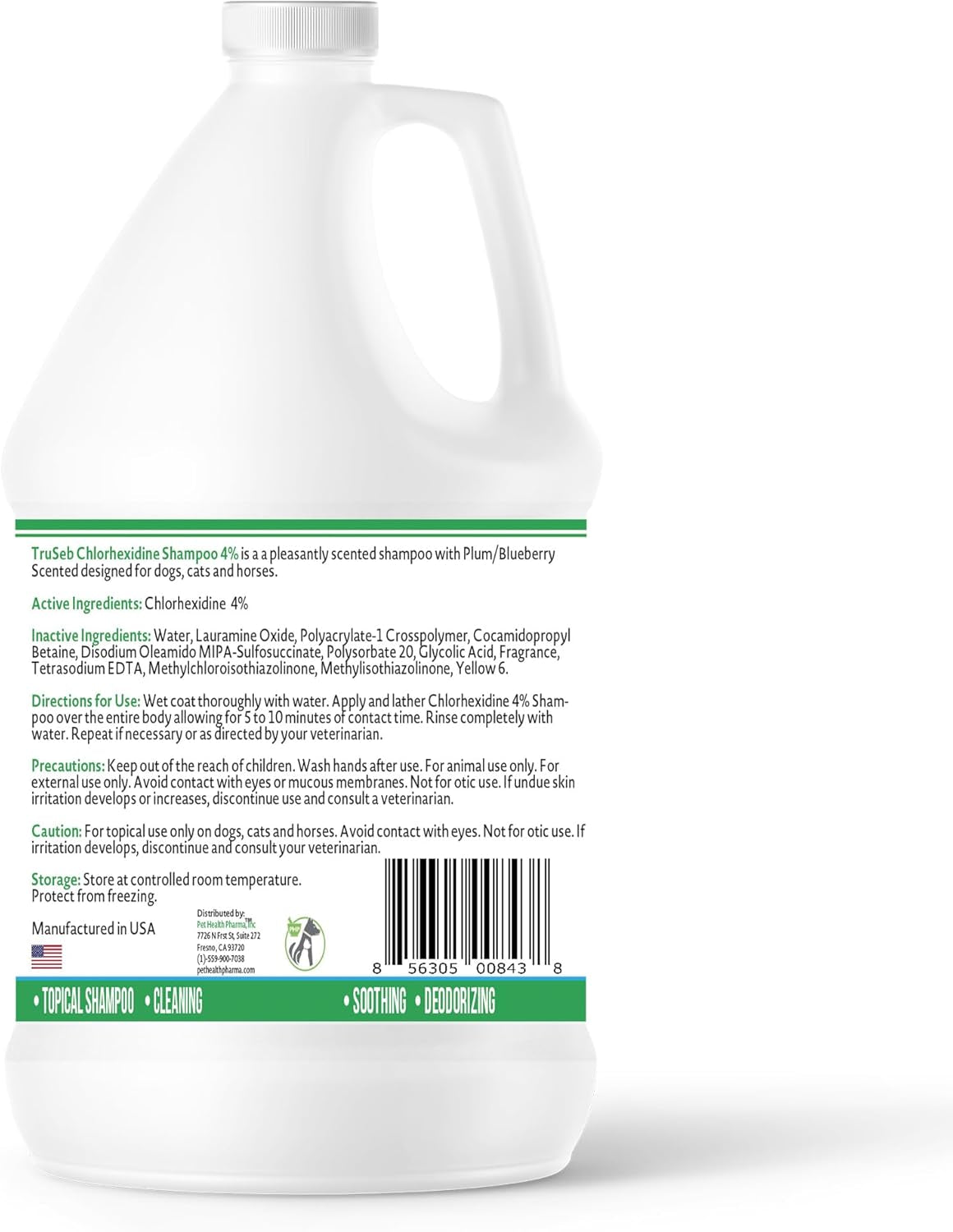 Truseb Topical Chlorhexidine 4% Shampoo for Dogs, Cats, and Horses with Plum/Blueberry Scent - 1 Gallon