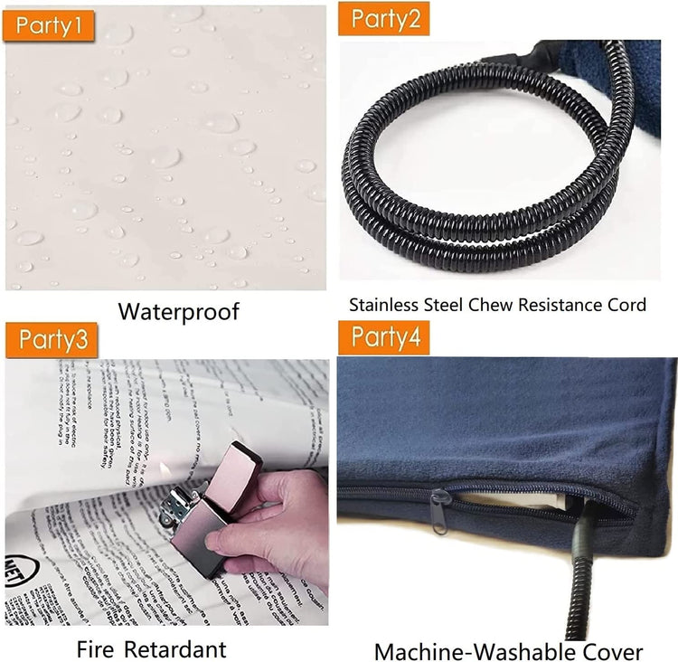 Pet Heating Pad for Cats & Dogs - Adjustable Temperature Electric Heated Bed Mat with Timer, Waterproof Cat Warming Pad