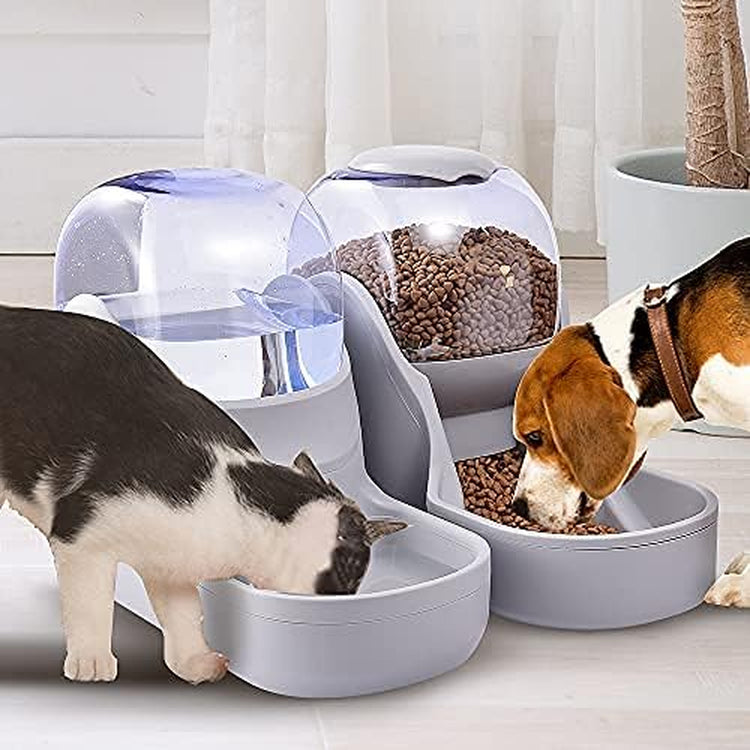 Automatic Gravity Pet Feeder and Water Dispenser Set for Dogs and Cats - Large Capacity for Small to Medium Breeds