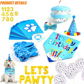 Dog Birthday Outfit Dog Happy Birthday Banner Boy with Dog Birthday Number Dog Birthday Hat Birthday Squeaky Cake Toys Lets Pawty Paw Balloons for Dog Puppy Birthday Party Supplies