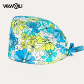 Flower Printing Pet Grooming Scrubs Hats Tooth Check Scrubs Women Caps Health Service Work Caps Operator Hats Nursing Cap