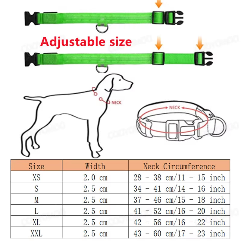 3 Modes Dog Luminous Charge Collar Led Usb Cat Dogs Collars Detachable Night Led Glow Dog Loss Prevention Collar Pet Accessories