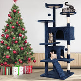 54 Inch Cat Trees and Towers for Indoor Cats, Cat Condo Scratching Post for Adult Cats, Multi-Level Cat Towers for Small Cats, Navy Blue