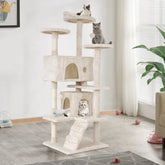 54In  Tower, Multi-Level Cat Tower Furniture Activity Center with Platform Scratching Posts Stand House Condo and Toy, Cat Condos for Indoor Cats Kitten Activity Relaxing, Beige
