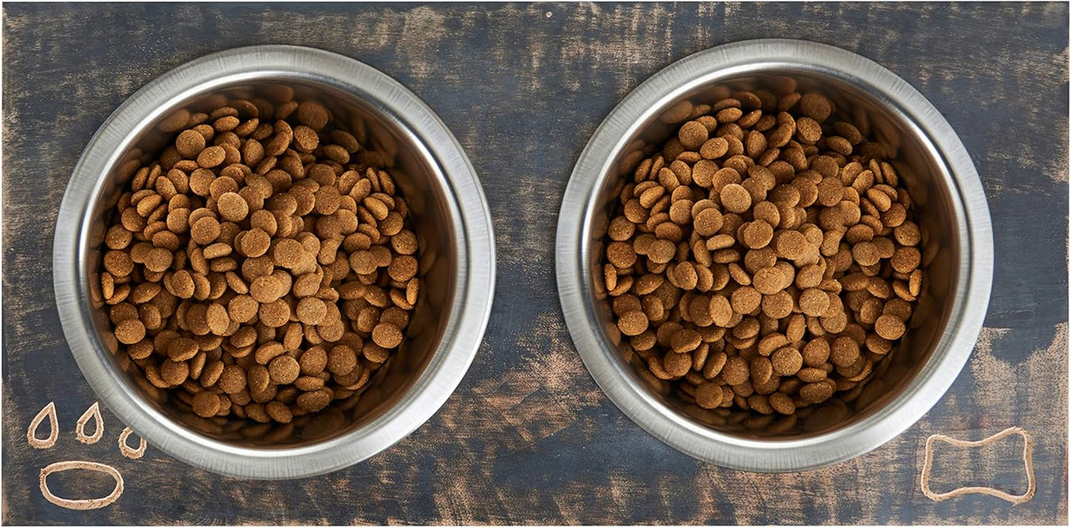 Elevated Wooden Pet Feeder with Stainless Steel Bowls for Dogs and Cats