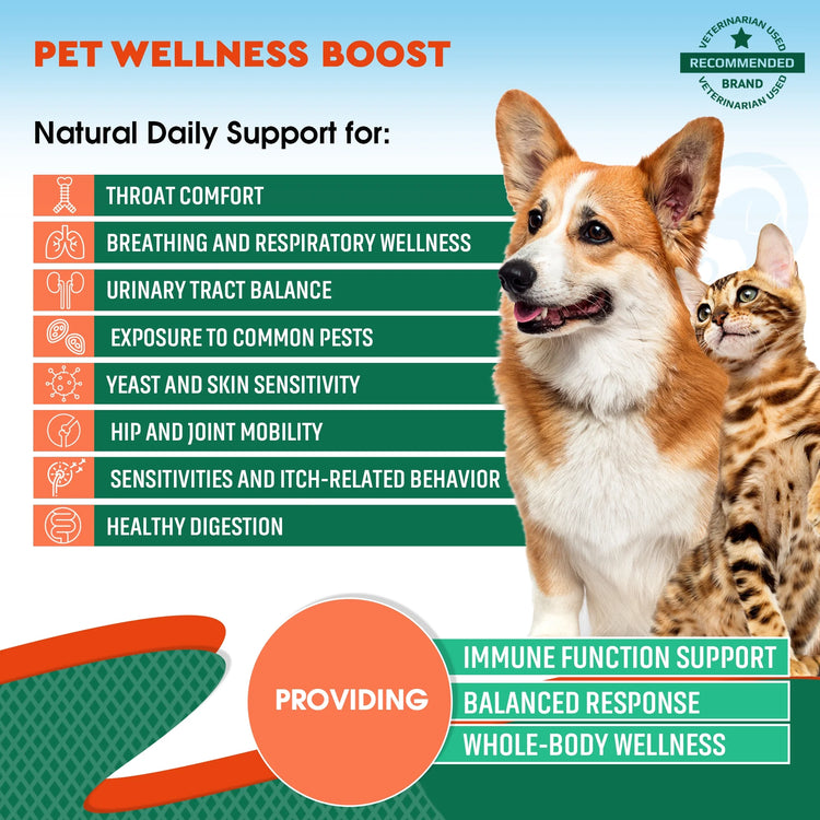 Natural Herbal Antibiotics for Cats and Dogs - Kennel Cough Relief & Urinary Tract Support - Cranberry UTI Treatment Pet Supplement - Respiratory & Cold Infection Medicine