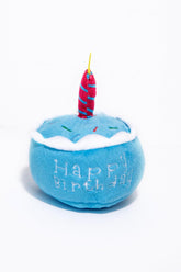 Dog Birthday Toy - Unique Birthday Cake Design for Dog Celebrations, Promotes Mental Stimulation and Interactive Play - Plush Squeaky Gift (Blue Cake)