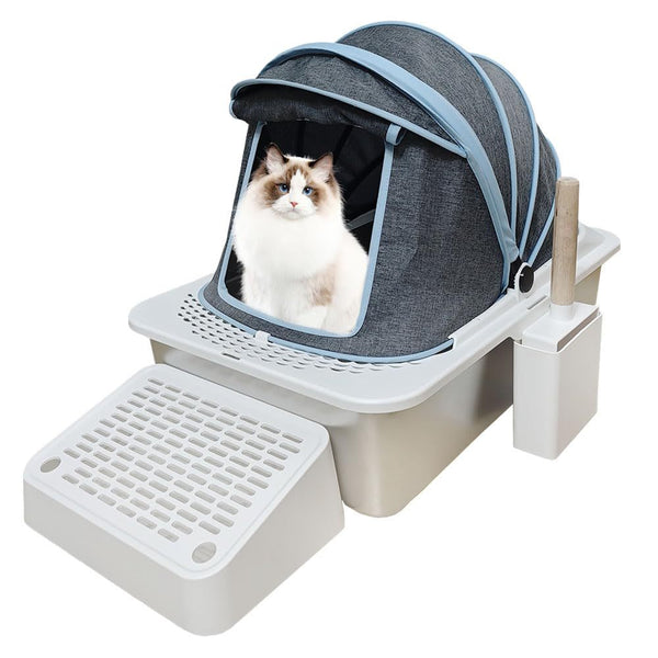 Fully Enclosed Stainless Steel Cat Litter Box